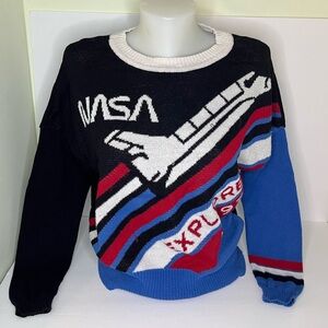 NASA Space Shuttle Graphic Sweater - Black, Blue, Red